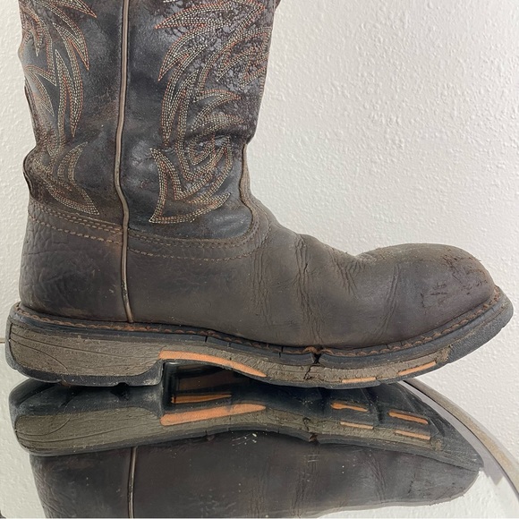 !SOLD! ARIAT Mens Brown Leather WorkHog Waterproof Western Cowboy Work Boots - Picture 5 of 14